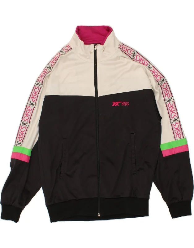 ASICS Womens Graphic Tracksuit Top Jacket Medium Black Colourblock Print Jacket Jacquard Jacket Embroidered Jacket ASICS Womens Graphic Tracksuit Top Jacket Medium Black Colourblock Print Jacket Jacquard Jacket Embroidered Jacket