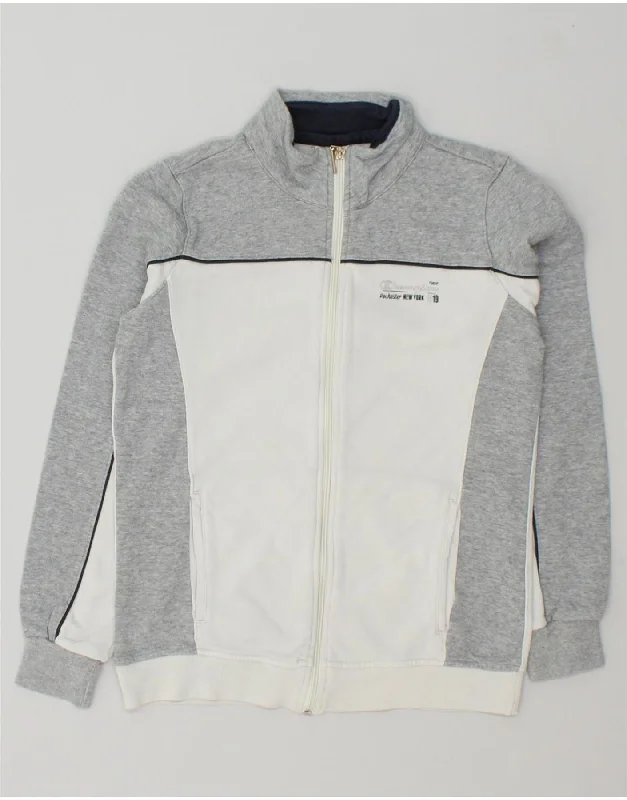 CHAMPION Womens Graphic Tracksuit Top Jacket UK 12 Medium Grey Colourblock Zippered Jacket Buttoned Jacket Snapped Jacket CHAMPION Womens Graphic Tracksuit Top Jacket UK 12 Medium Grey Colourblock Zippered Jacket Buttoned Jacket Snapped Jacket