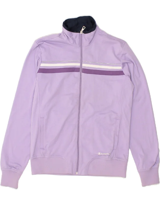 CHAMPION Womens Heritage Fit Tracksuit Top Jacket UK 16 Large Purple Cotton Fabric Linen Fabric Terry Fabric CHAMPION Womens Heritage Fit Tracksuit Top Jacket UK 16 Large Purple Cotton Fabric Linen Fabric Terry Fabric
