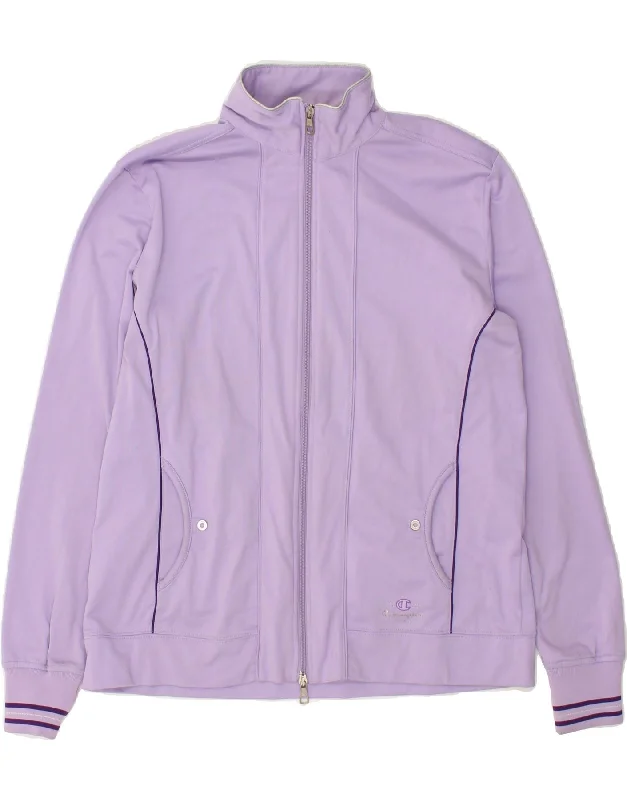 CHAMPION Womens Tracksuit Top Jacket UK 18 XL Purple Polyester Belted Jacket Elasticated Jacket Padded Jacket