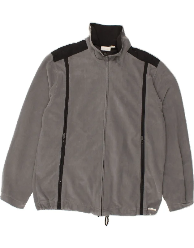 DIADORA Womens Oversized Tracksuit Top Jacket UK 10 Small Grey Striped Toggled Jacket Drawstring Jacket Belted Jacket