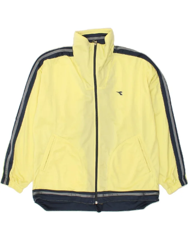 DIADORA Womens Tracksuit Top Jacket UK 14 Medium Yellow Colourblock Denim Jacket Leather Jacket Suede Jacket DIADORA Womens Tracksuit Top Jacket UK 14 Medium Yellow Colourblock Denim Jacket Leather Jacket Suede Jacket