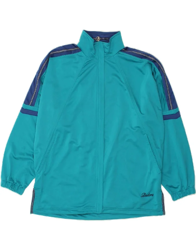 DIADORA Womens Tracksuit Top Jacket UK 18 XL Blue Colourblock Polyester Fleece Jacket Down Jacket Feather Jacket