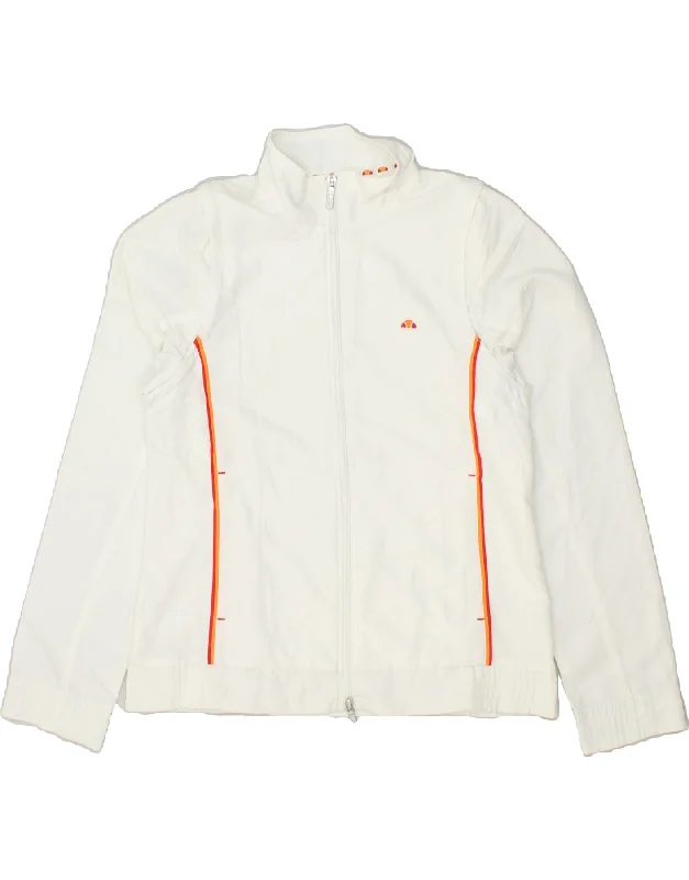 ELLESSE Womens Tracksuit Top Jacket EU 38 Medium White Polyester Wool Jacket Cashmere Jacket Tweed Jacket