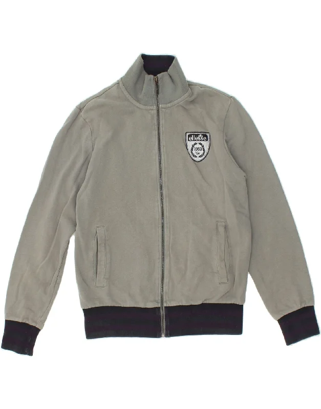 ELLESSE Womens Tracksuit Top Jacket UK 10 Small Grey Cotton Fleece Fabric Down Fabric Feather Fabric ELLESSE Womens Tracksuit Top Jacket UK 10 Small Grey Cotton Fleece Fabric Down Fabric Feather Fabric