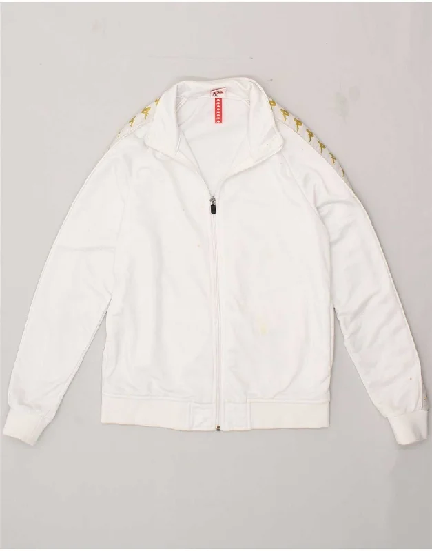 KAPPA Womens Graphic Tracksuit Top Jacket UK 14 Medium White Polyester Welt Pockets Slit Pockets Flap Pockets KAPPA Womens Graphic Tracksuit Top Jacket UK 14 Medium White Polyester Welt Pockets Slit Pockets Flap Pockets