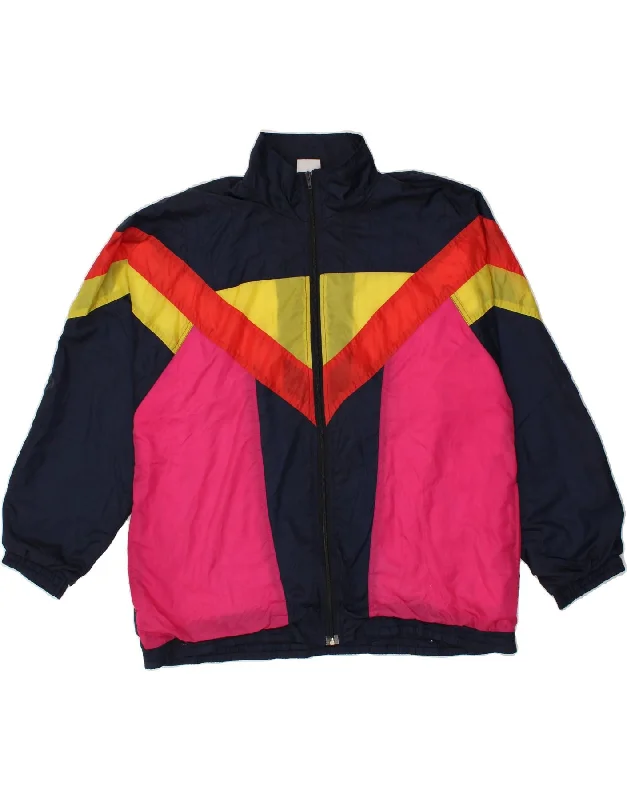 L'EQUIPE Womens Tracksuit Top Jacket XL Navy Blue Colourblock Polyamide Bomber Jacket Anorak Windbreaker L'EQUIPE Womens Tracksuit Top Jacket XL Navy Blue Colourblock Polyamide Bomber Jacket Anorak Windbreaker