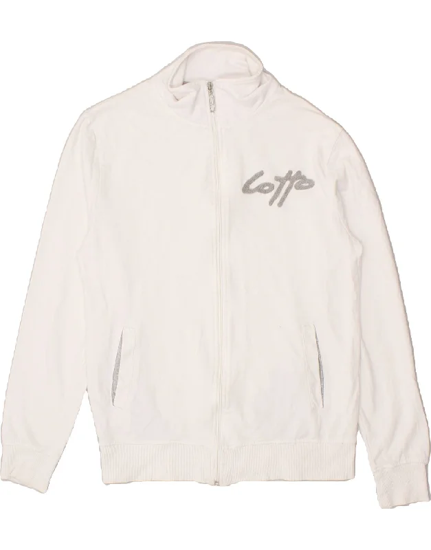 LOTTO Womens Graphic Tracksuit Top Jacket UK 18 XL White Welt Pockets Slit Pockets Flap Pockets LOTTO Womens Graphic Tracksuit Top Jacket UK 18 XL White Welt Pockets Slit Pockets Flap Pockets