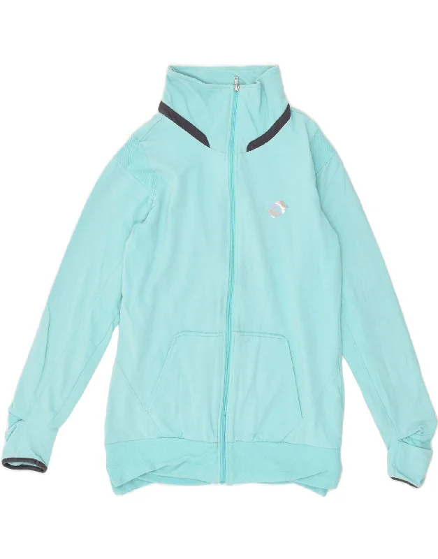 LOTTO Womens Tracksuit Top Jacket UK 10 Small Turquoise Cotton Mesh Jacket Canvas Jacket Denim Jacket