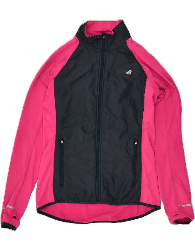 NEW BALANCE Womens Tracksuit Top Jacket UK 14 Medium Pink Colourblock Plaid Jacket Tartan Jacket Houndstooth Jacket