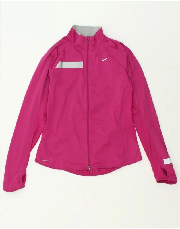 NIKE Womens Tracksuit Top Jacket UK 14  Large Pink Nylon Mesh Jacket Canvas Jacket Denim Jacket