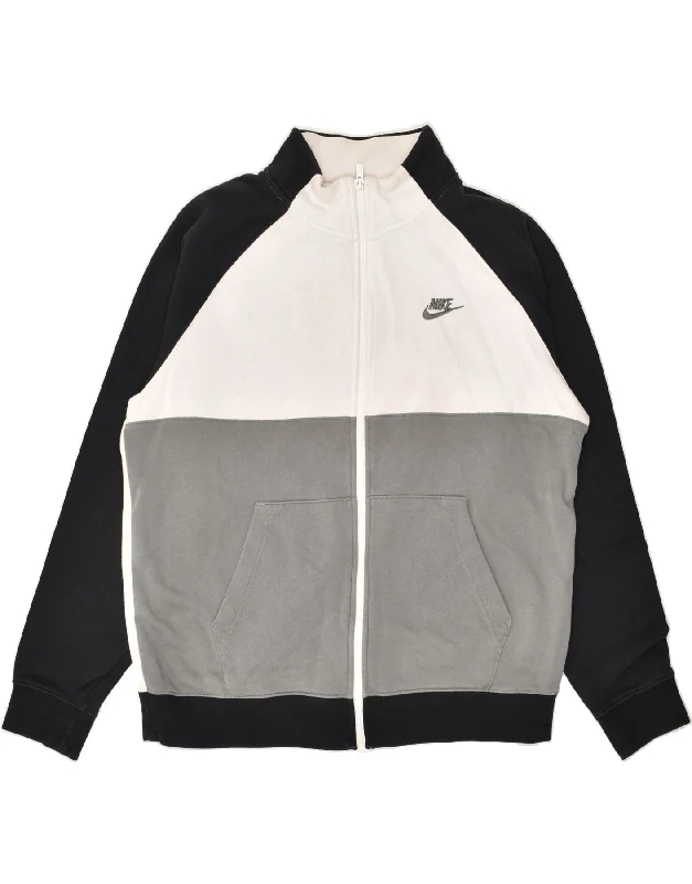 NIKE Womens Tracksuit Top Jacket UK 16 Large Multicoloured Colourblock Ribbed Jacket Pleated Jacket Ruffled Jacket