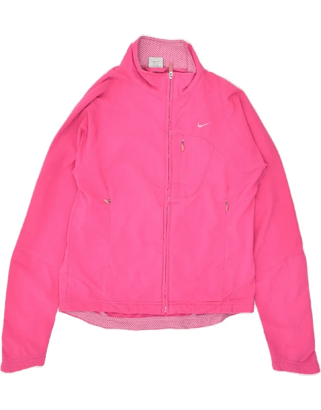 NIKE Womens Tracksuit Top Jacket US 4/6 Small Pink Polyester Cotton Jacket Linen Jacket Terry Jacket