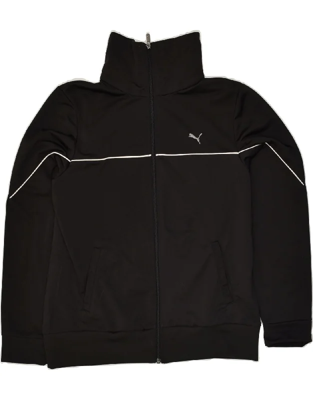 PUMA Womens Graphic Tracksuit Top Jacket UK 16 Large  Black Polyester Cardigan Sweater Pullover