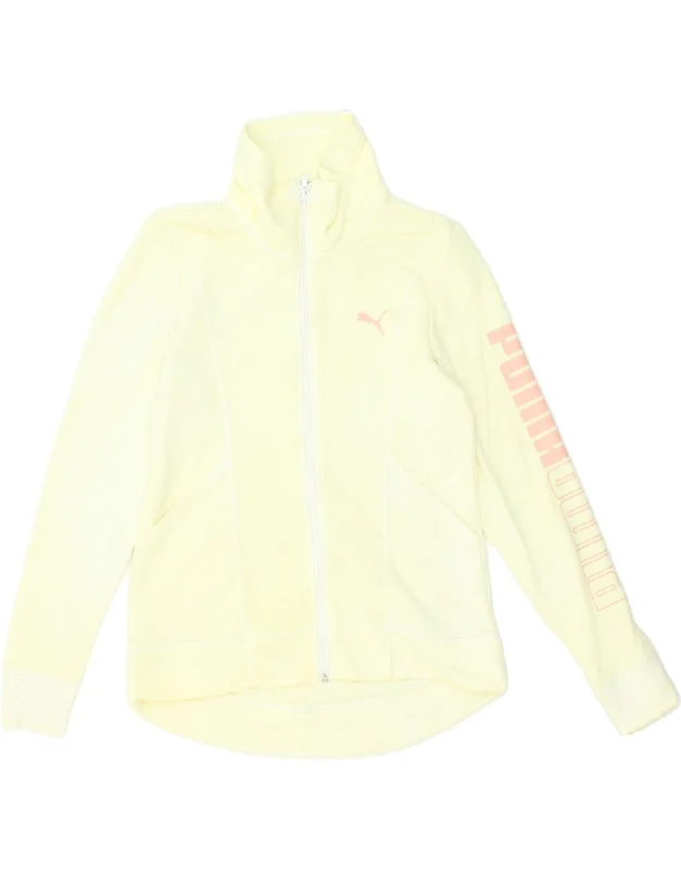 PUMA Womens Graphic Tracksuit Top Jacket UK 18 XL Yellow Cotton Mesh Jacket Canvas Jacket Denim Jacket