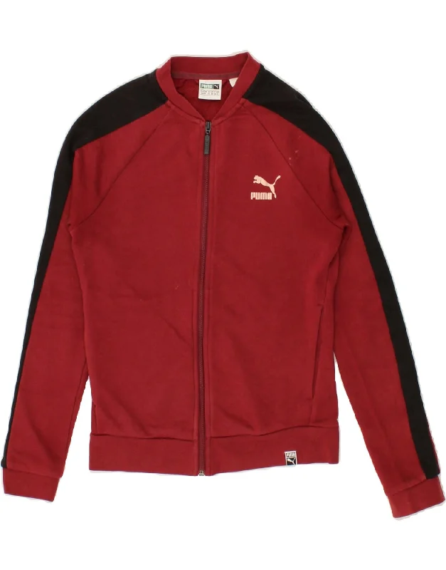 PUMA Womens Tracksuit Top Jacket UK 8 Small Red Colourblock Jacket Blazer Coat