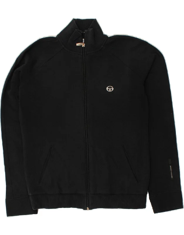 SERGIO TACCHINI Womens Tracksuit Top Jacket IT 46 Large Black Cotton Hooded Jacket Caped Jacket Shawl Collar Jacket