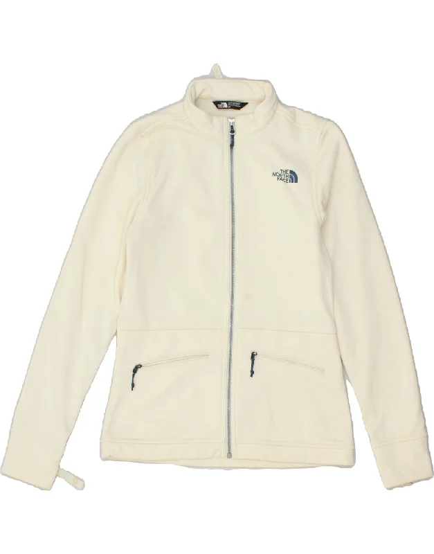 THE NORTH FACE Womens Tracksuit Top Jacket UK 10 Small Beige Polyester Print Jacket Jacquard Jacket Embroidered Jacket