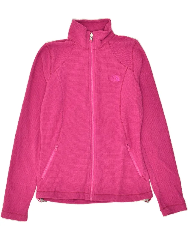 THE NORTH FACE Womens Tracksuit Top Jacket UK 6 XS Pink Striped Polyester Snapped Jacket Toggled Jacket Drawstring Jacket