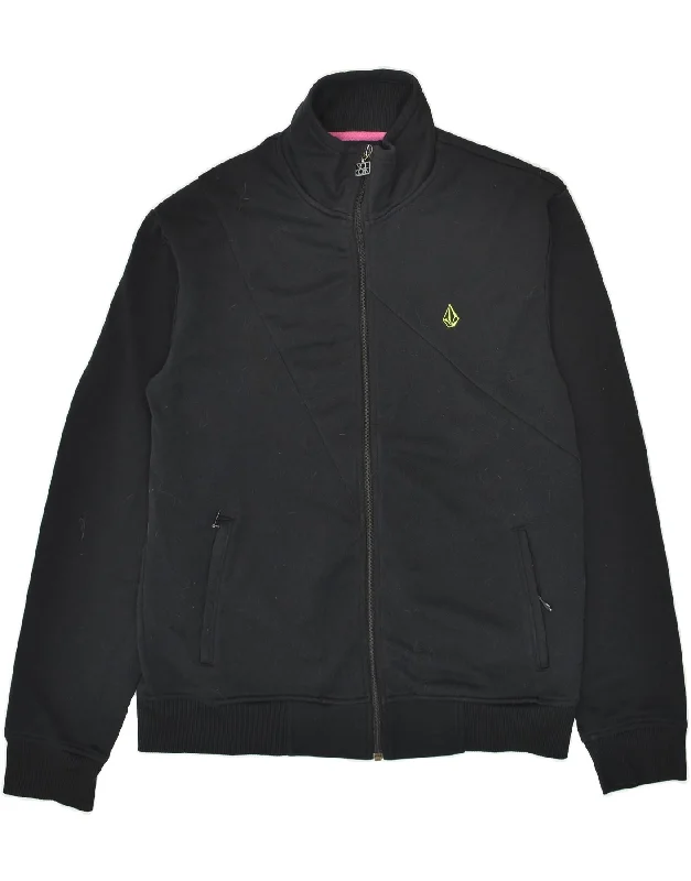 VOLCOM Womens Tracksuit Top Jacket UK 16 Large Black Polyester Nylon Fabric Polyester Fabric Spandex Fabric