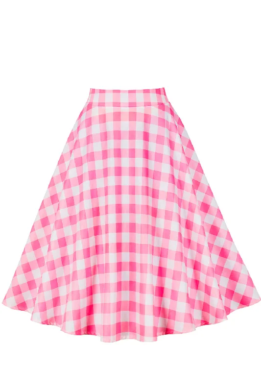 Barbie Pink Plaid A-line Skirt chiffon skirt lightweight