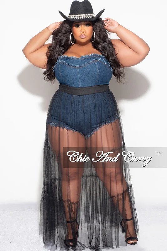 Final Sale Plus Size Strapless Romper with Mesh Skirt lace skirt delicate