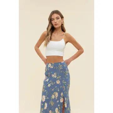 Floral High Waist Side Slit Skirt wrap skirt elegant