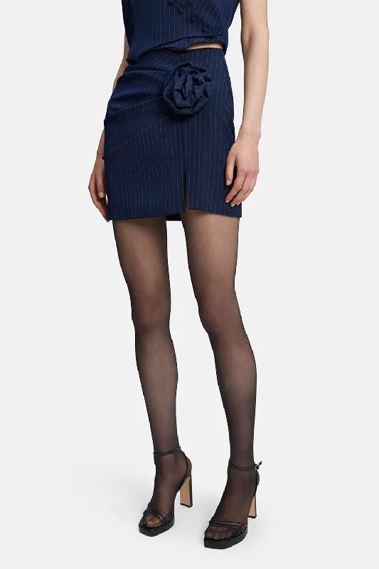 Layton Pin Stripe Mini Skirt - Navy Stripe lace skirt delicate