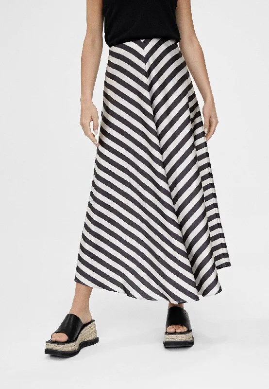 Striped midi skirt chiffon skirt airy