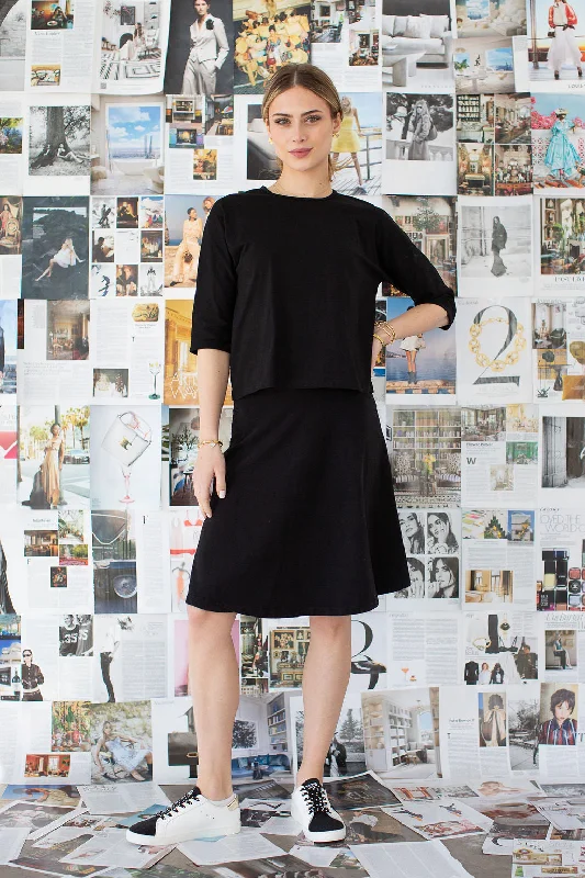 O Skirt- Black corduroy skirt textured