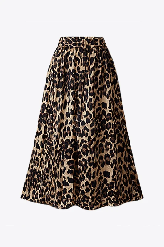 Plus Size Leopard Print Midi Skirt cashmere skirt fine