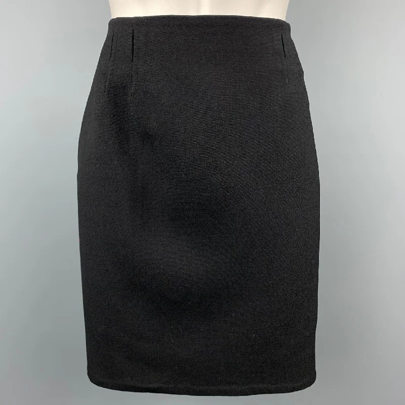 RALPH LAUREN COLLECTION Size 4 Black Twill Wool Blend Pencil Skirt tiered skirt playful