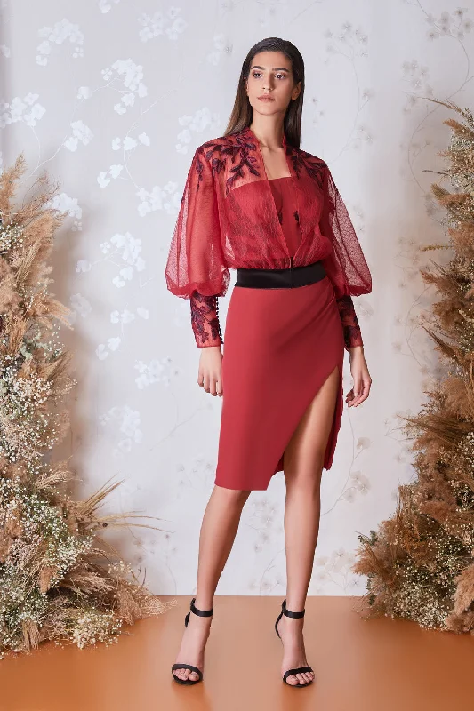 Semi transparent bolero with top and skirt wool skirt warm