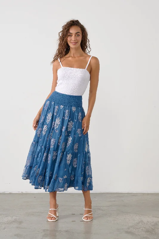 Skirt Embroidered denim skirt casual