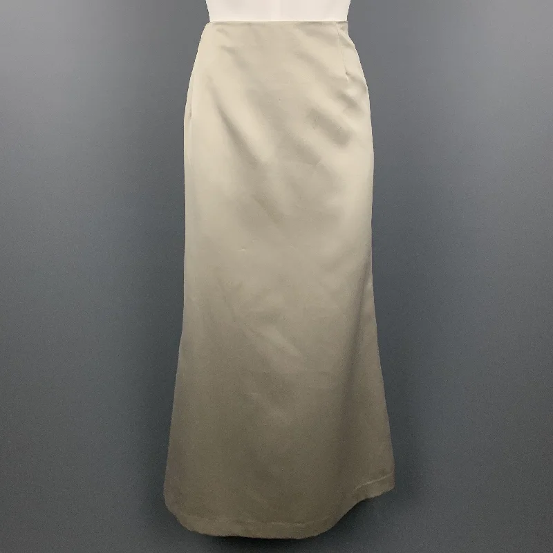 VERA WANG Size 12 Champagne Satin Polyester A-Line Skirt cashmere skirt fine