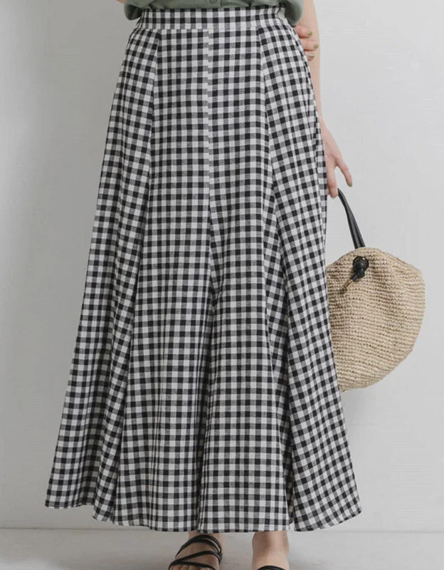 Versatile Casual Linen Gingham Skirt cashmere skirt plush